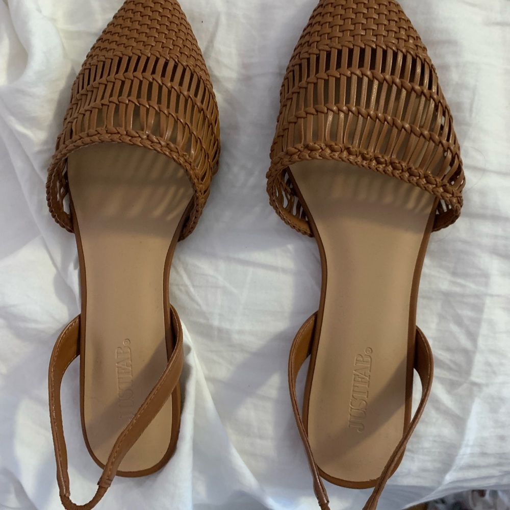 Brown Woven Slingback Flats